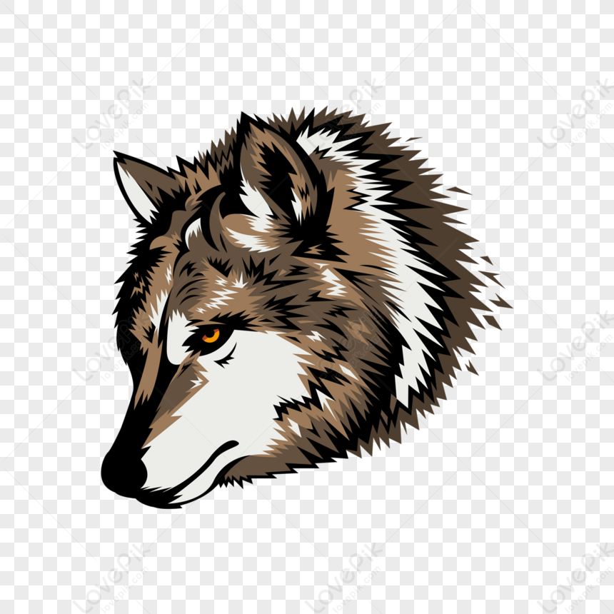 Hard Texture Flat Style Fierce Wolf Head,carnivore,hand Painted PNG Hd ...