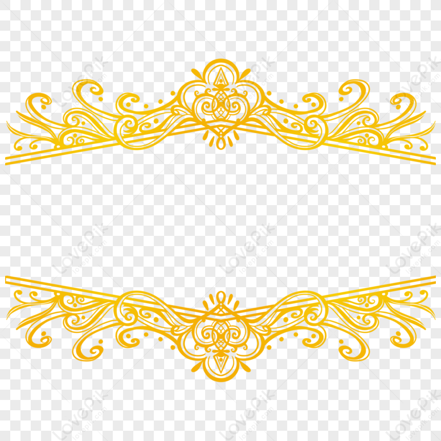 Linear Golden Abstract Style Border,plant,gradient,flowers PNG White ...