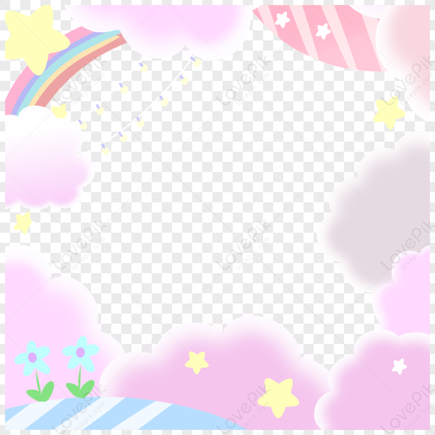 Rainbow Clouds Cute Border,purple,clouds Borders,pentagram PNG Image ...