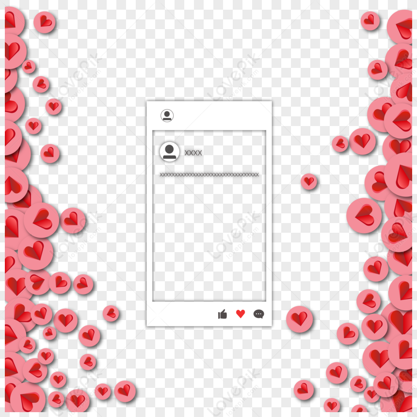 Red Love Social Media Border,facebook,happy,ins PNG Free Download And ...