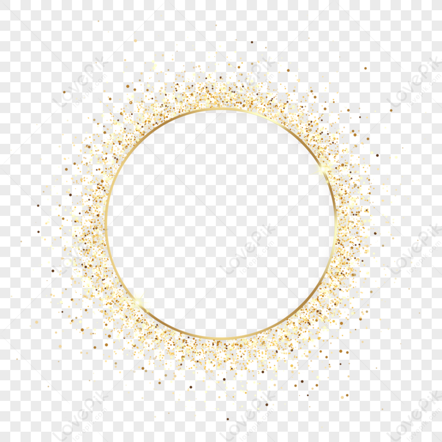 Round Golden Grainy Metal Thin Frame Glitter,metallic Glitter,particle ...