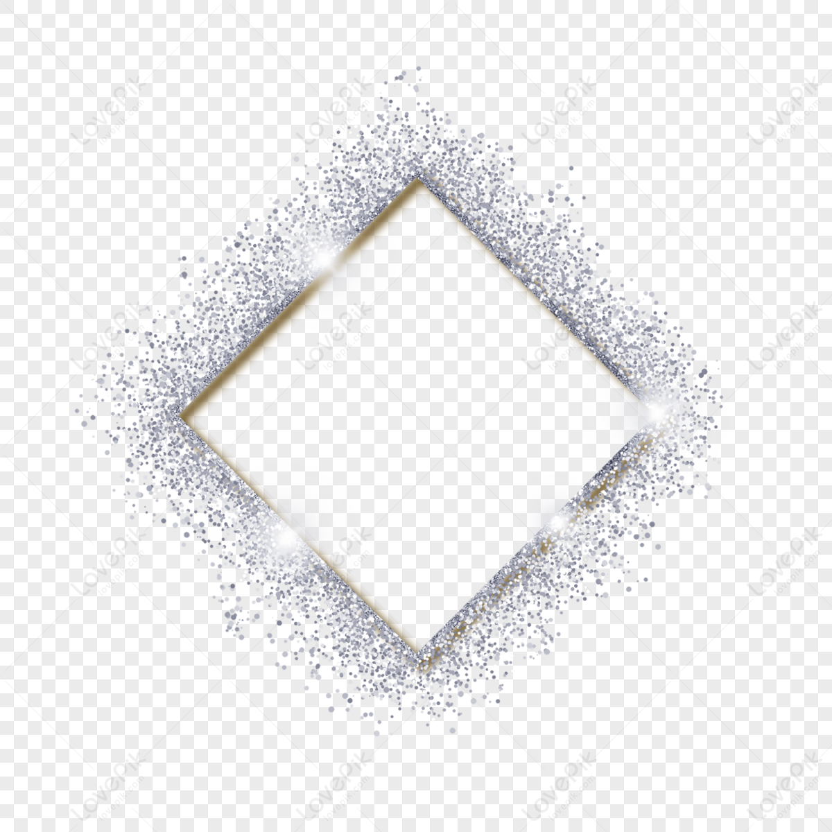 Silver Grainy Glitter Square Abstract Border,frame,light Effect PNG ...