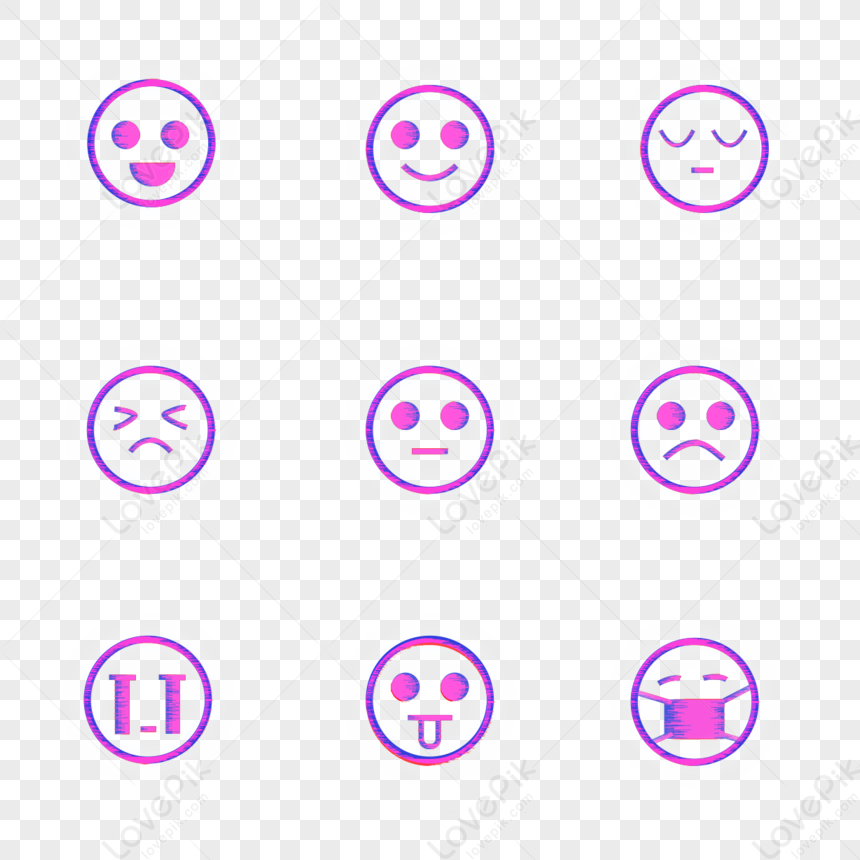 Glitch Style Emoji Emoji,facebook Emoji,twitter Emoji,purple PNG Image ...