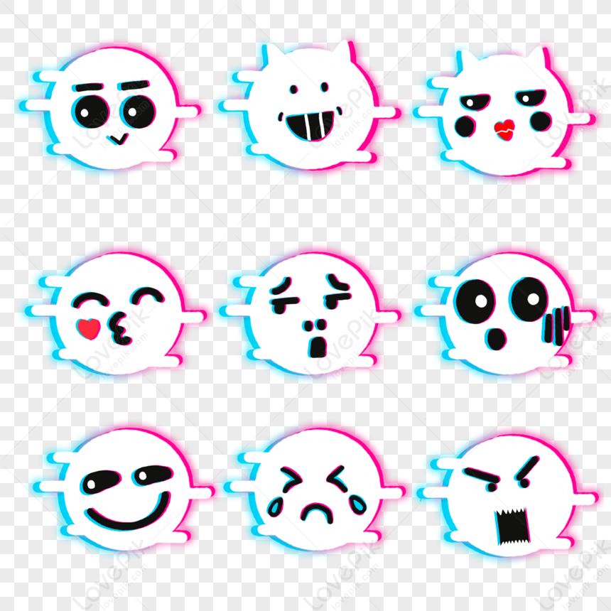 Glitch Style Emoji Emoji,facebook Live,whatsapp Emoji,twitter Emoji 