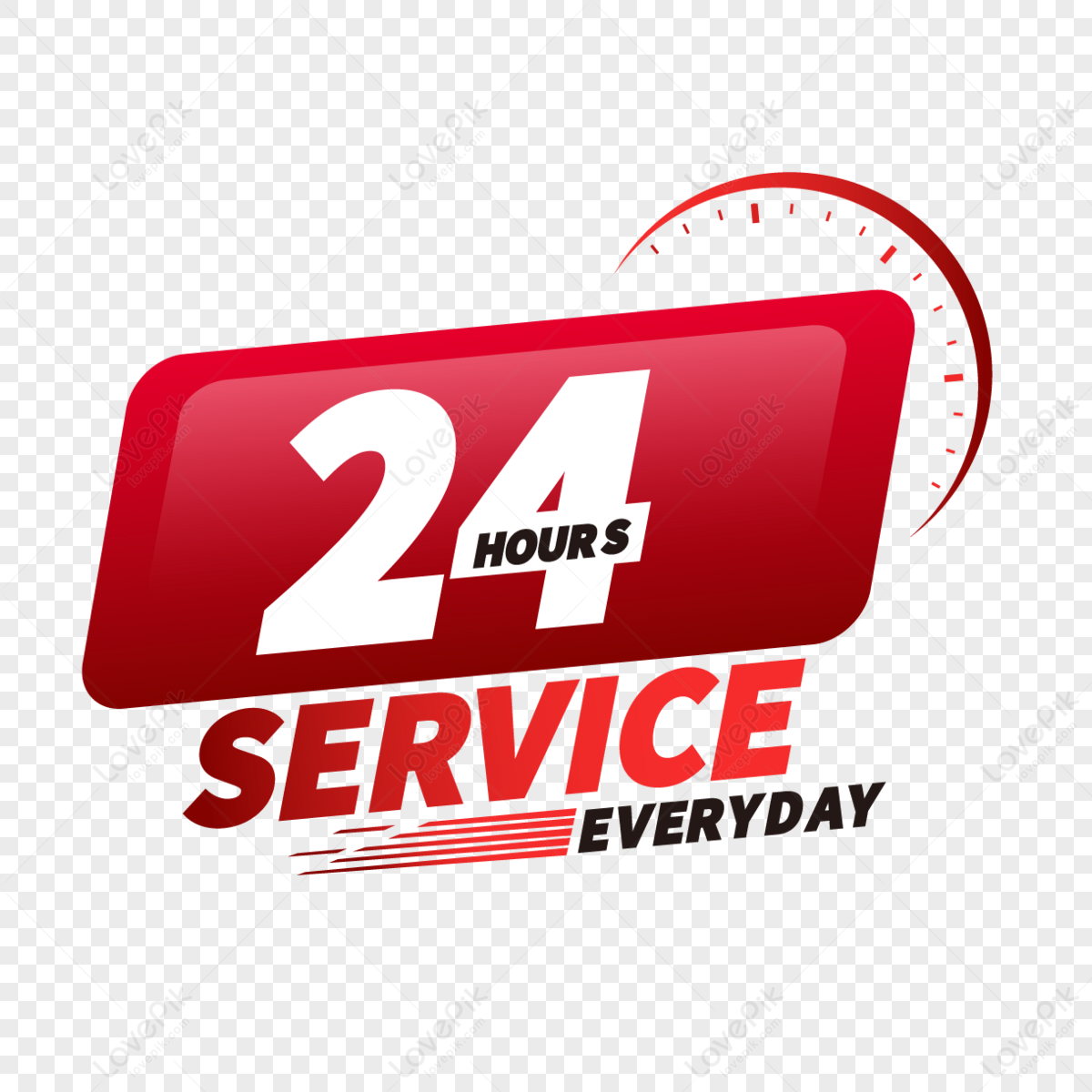 24 Hour Service 3D Icon download in PNG, OBJ or Blend format