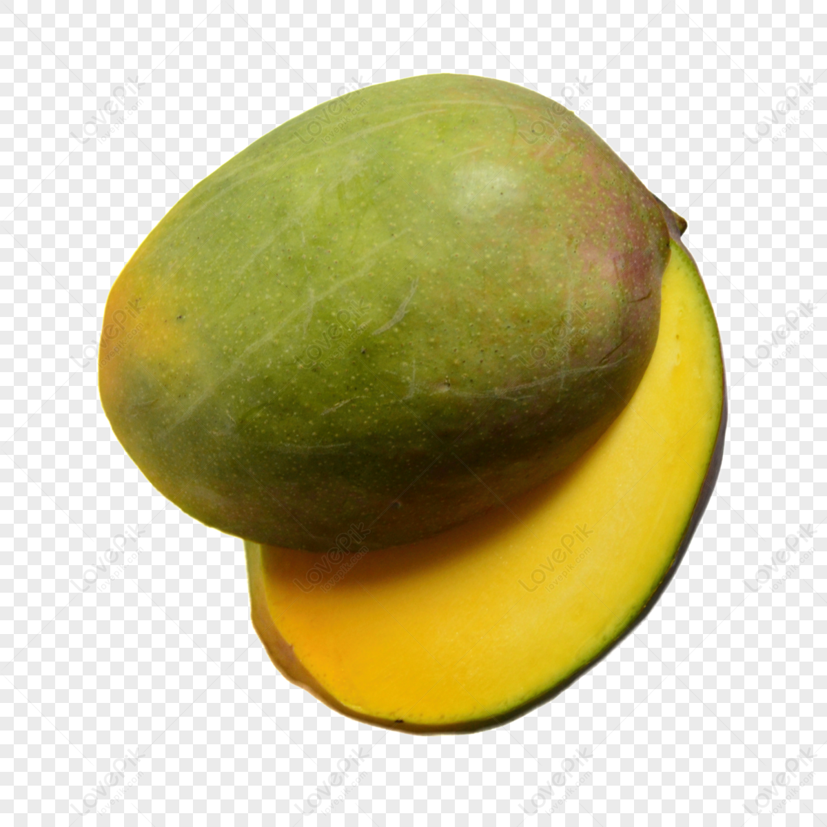 A sliced delicious <b>green</b> <b>mango</b>,yellow,healthy,slices png image. 