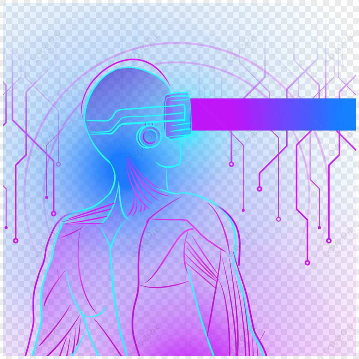 Blue And Purple Gradient Abstract Light Effect Ai Characters,line