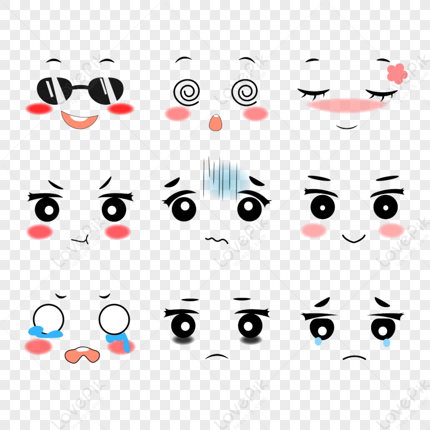 Cartoon Kawaii Facial Features Cute Little Expressions,eye,five Senses ...