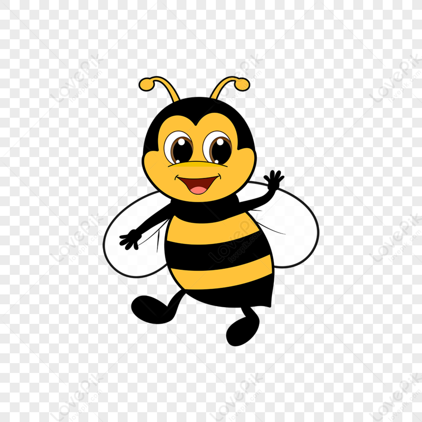 Cartoon Vector Illustration Of A Bee Image Saying Hello Bee Clipart PNG ...