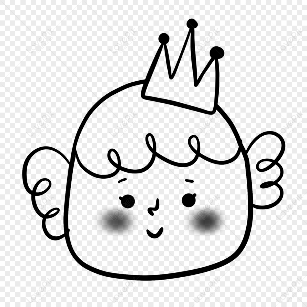 Creative family cartoon character picture crown,black and white,human face ...