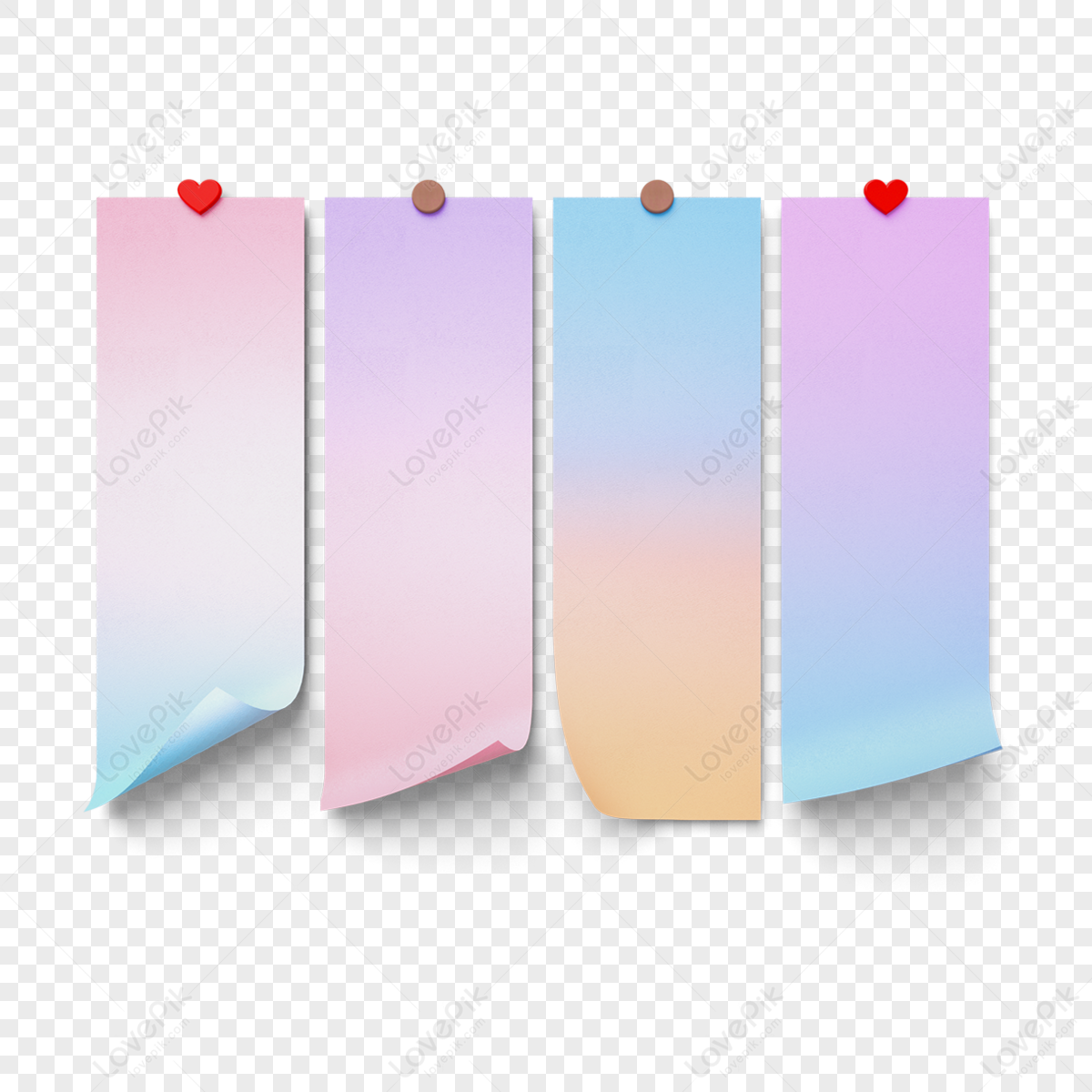 Cute gradient note paper 3d element,attach,website png picture