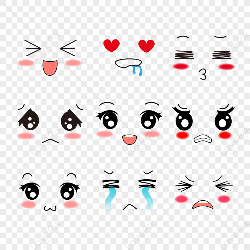 Cute Kawaii Emoji Cartoon Style,expression,facial,happy PNG Transparent ...