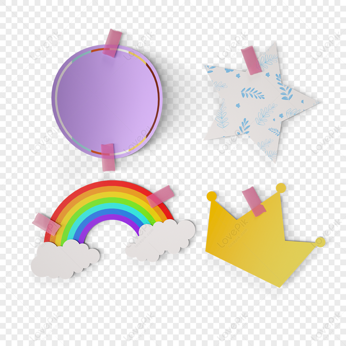 Fresh and cute rainbow notes 3d elements,stereoscopic,character png free download