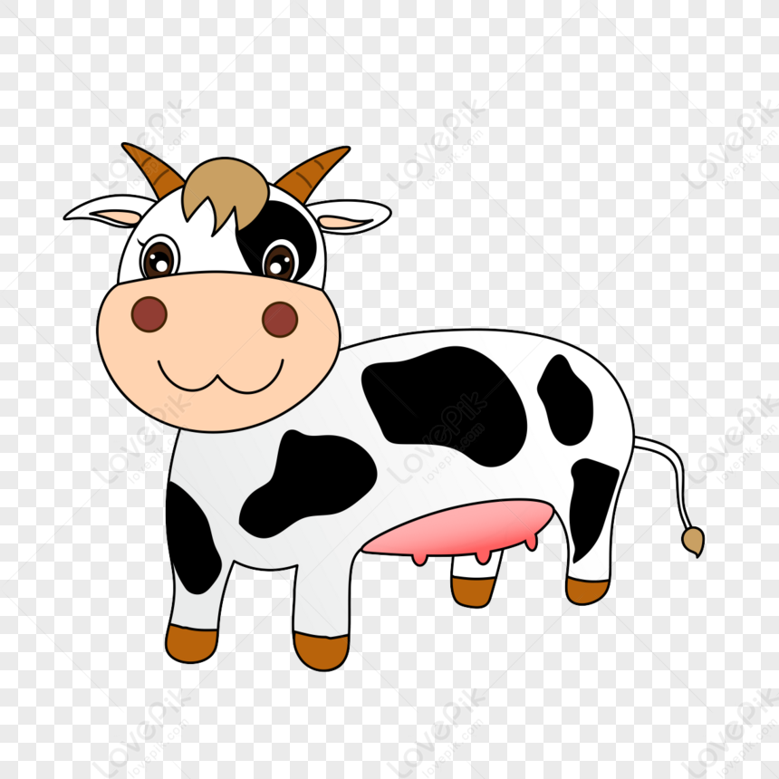 Photo de Vache Noire Et Blanche De Style Dessin La Main Douce