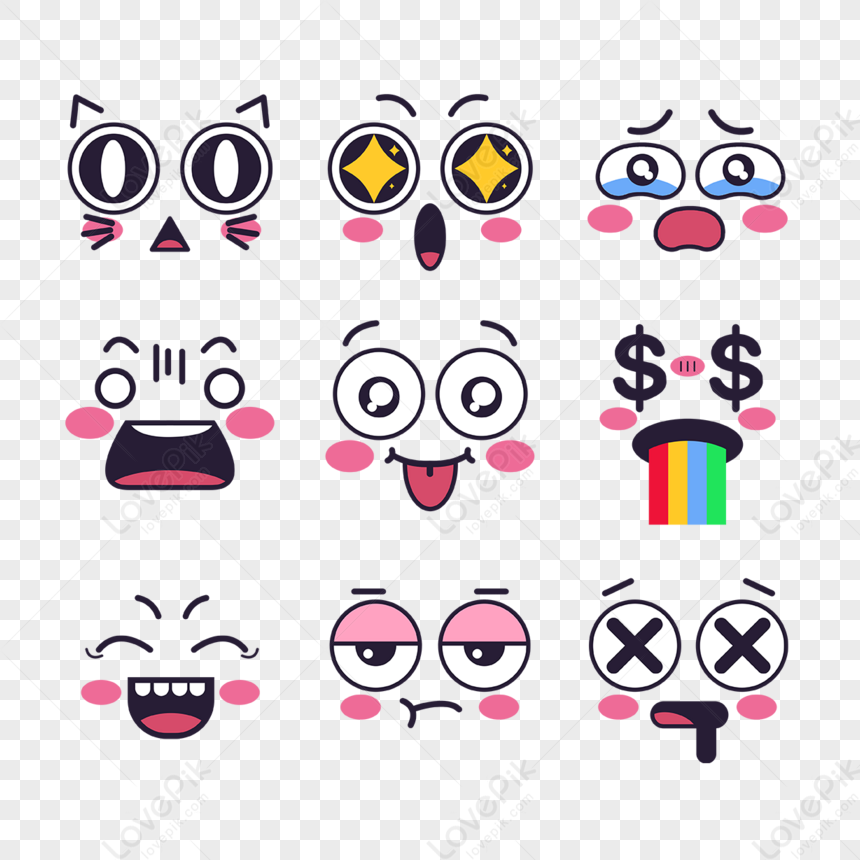 Hand Drawn Design Kawaii Emoji Expression Elements,cry,simple PNG ...