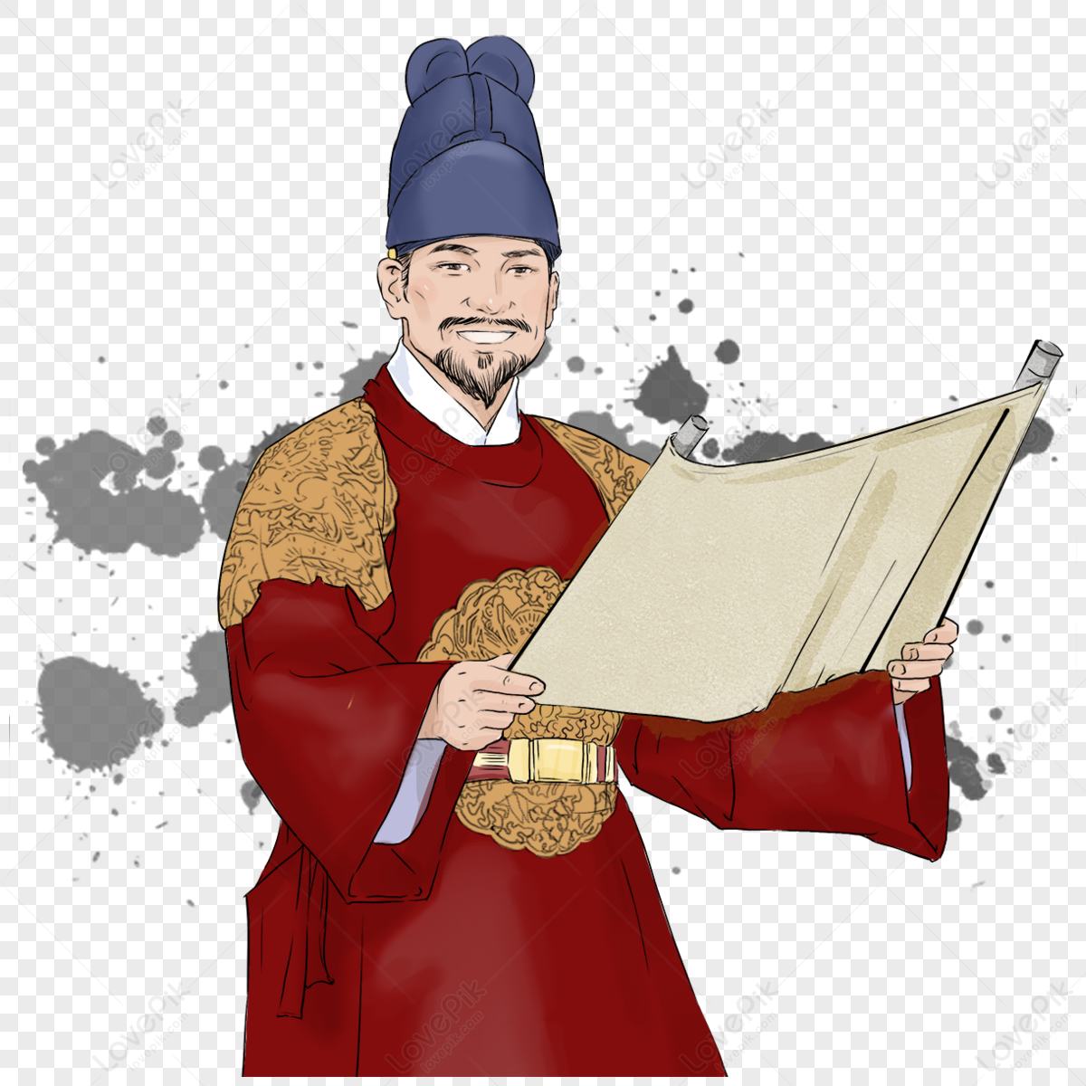 Hand drawn elements of the dossier of Sejong s ancient court in South Korea png transparent image