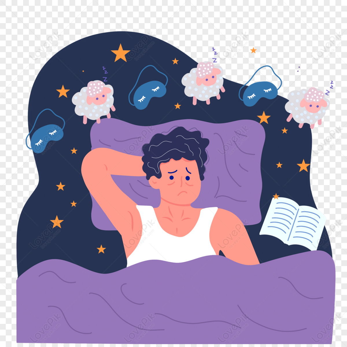 Hand Drawn Night Insomnia Book Illustration,the Boys,sleep PNG ...