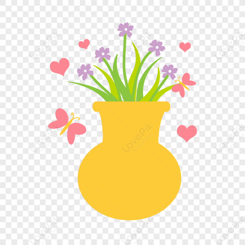 Hand Painted Vase Flower Plant Element Svg,butterfly,blossom Png Image 