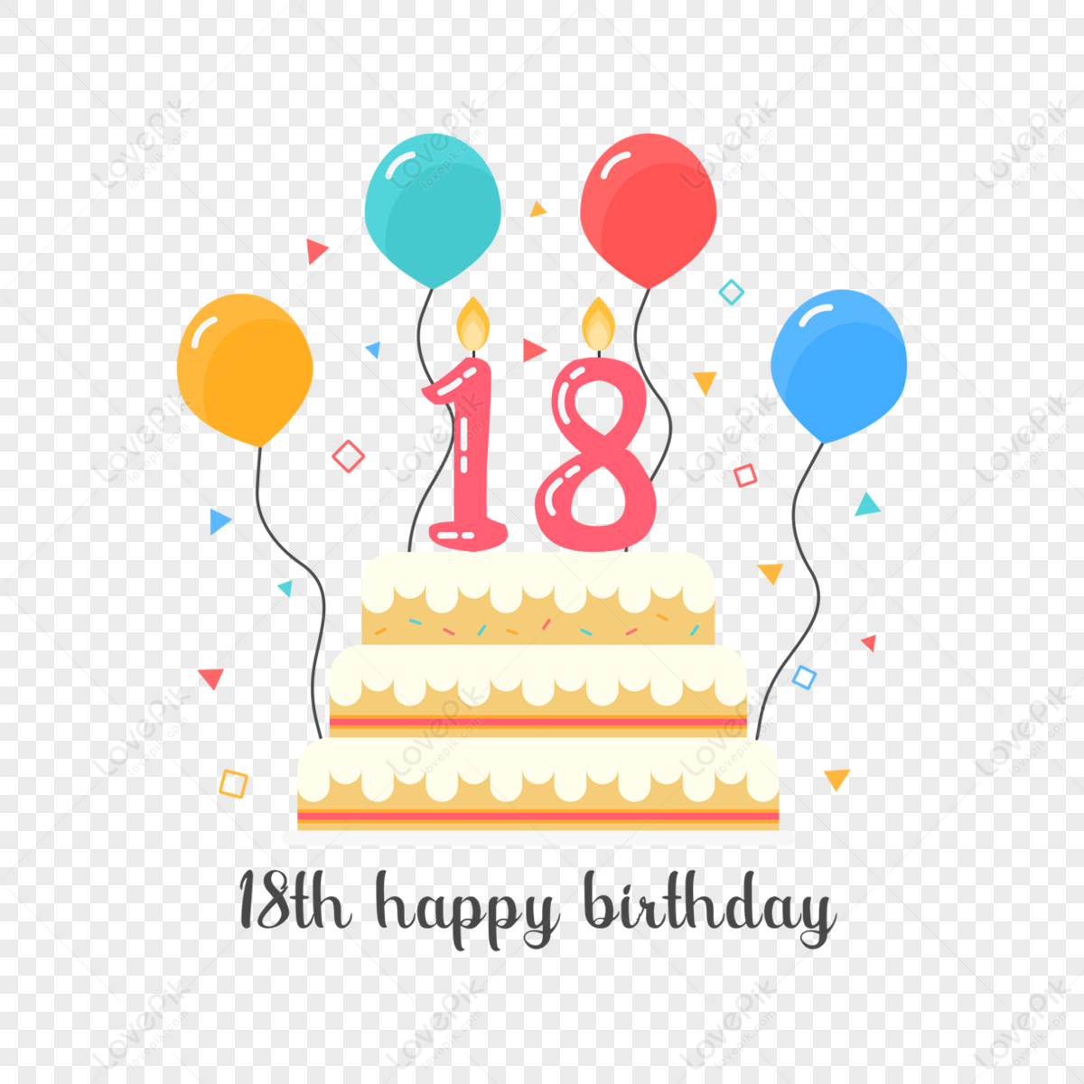 Happy 18th Birthday,balloon,adult,candle Free PNG And Clipart Image For ...