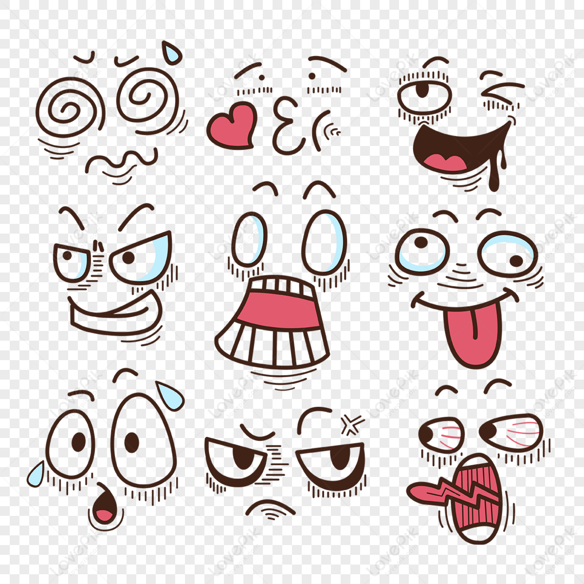 Kawaii Emoji Hand Drawn Design Elements,cry,memes Free PNG And Clipart ...