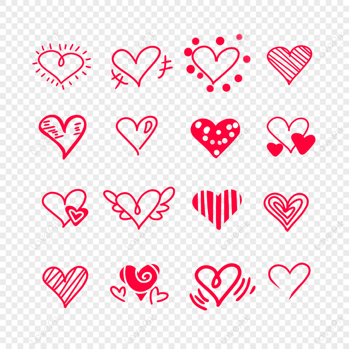 Red Hand Drawn Style Love Heart Icon,red Icons,heart Icons PNG ...