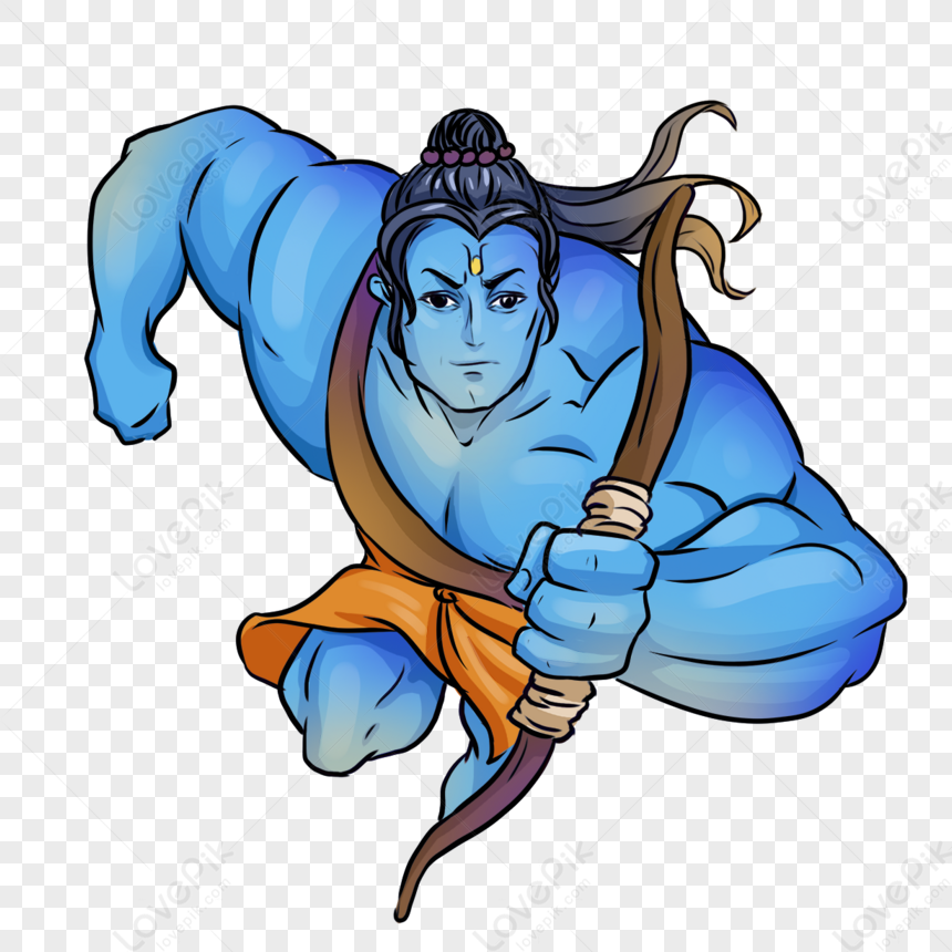 Dussehra Indian Blue Hero Legend Myth Hand Drawn Elements,festival 