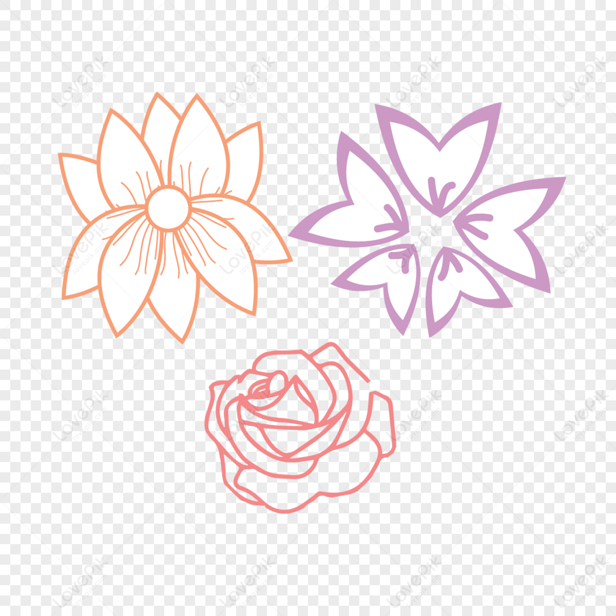 Svg Color Flower Decoration Pattern,hand Painted Flowers,line Flowers ...