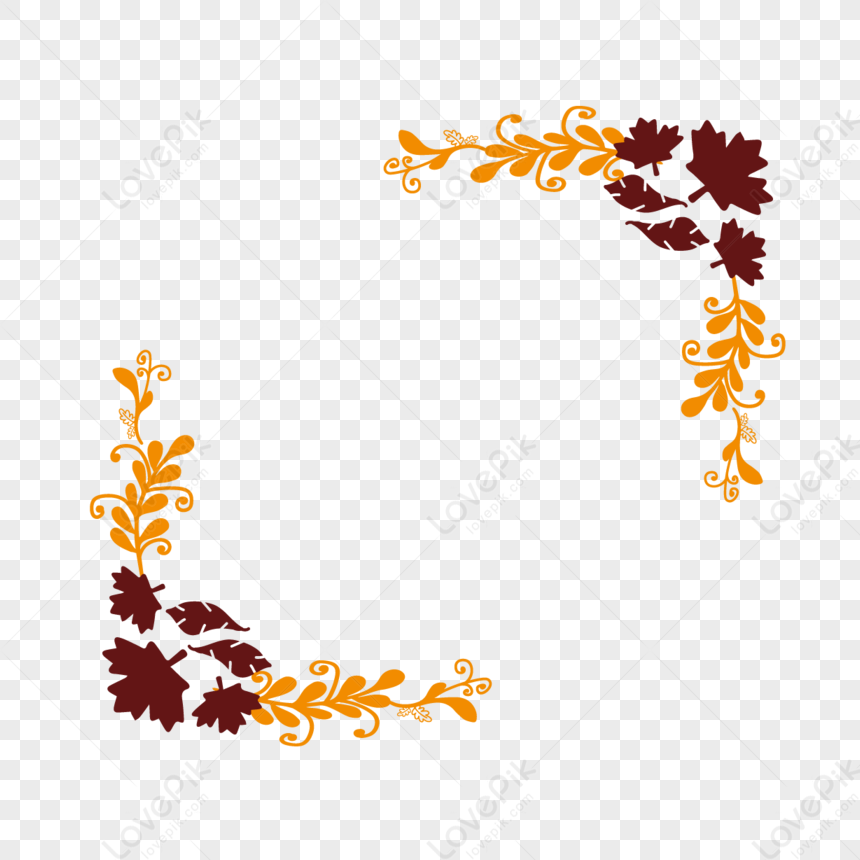 Svg Golden Branch Brown Leaf Border,seasoning,frame PNG Image Free ...