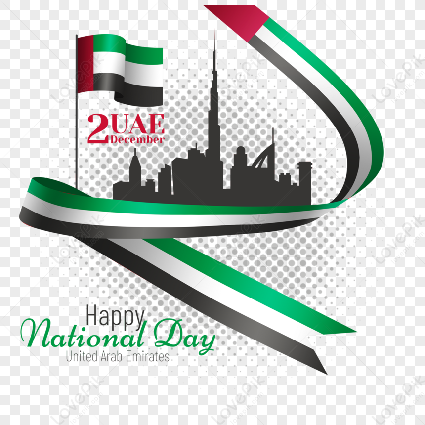 Uae National Day Real Texture Flag Decoration City Silhouette Element ...