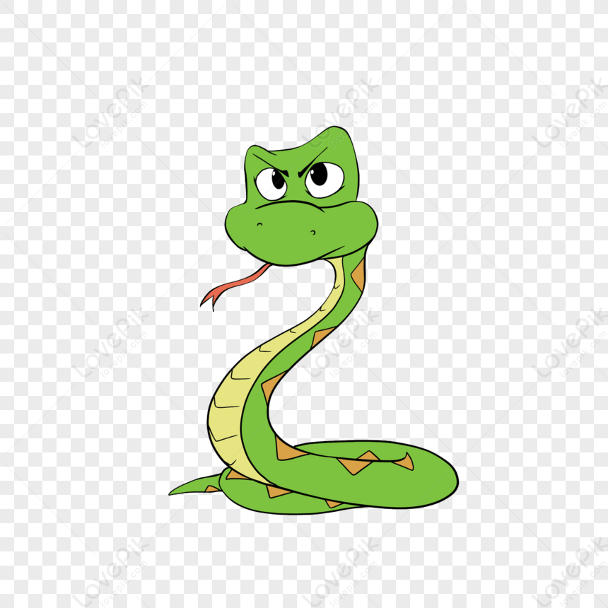 Angry Snake Clipart Hand Drawn Stickers,green,simple PNG Free Download ...