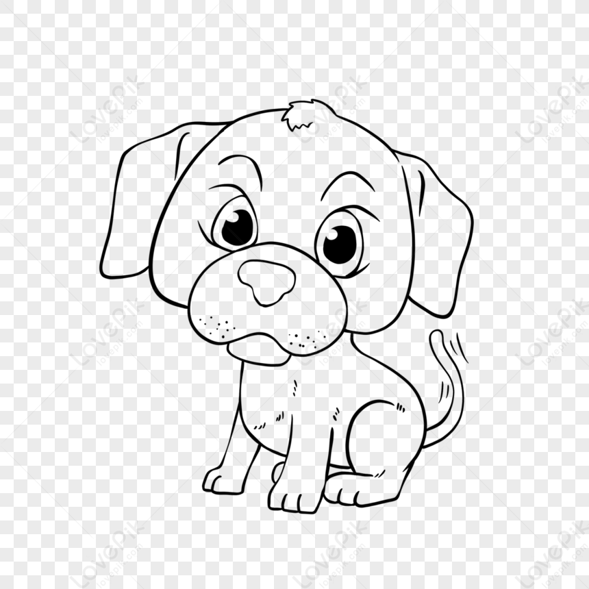 Big Ears Cartoon Puppy Lineart Dog Clipart Black And White,dog In Love