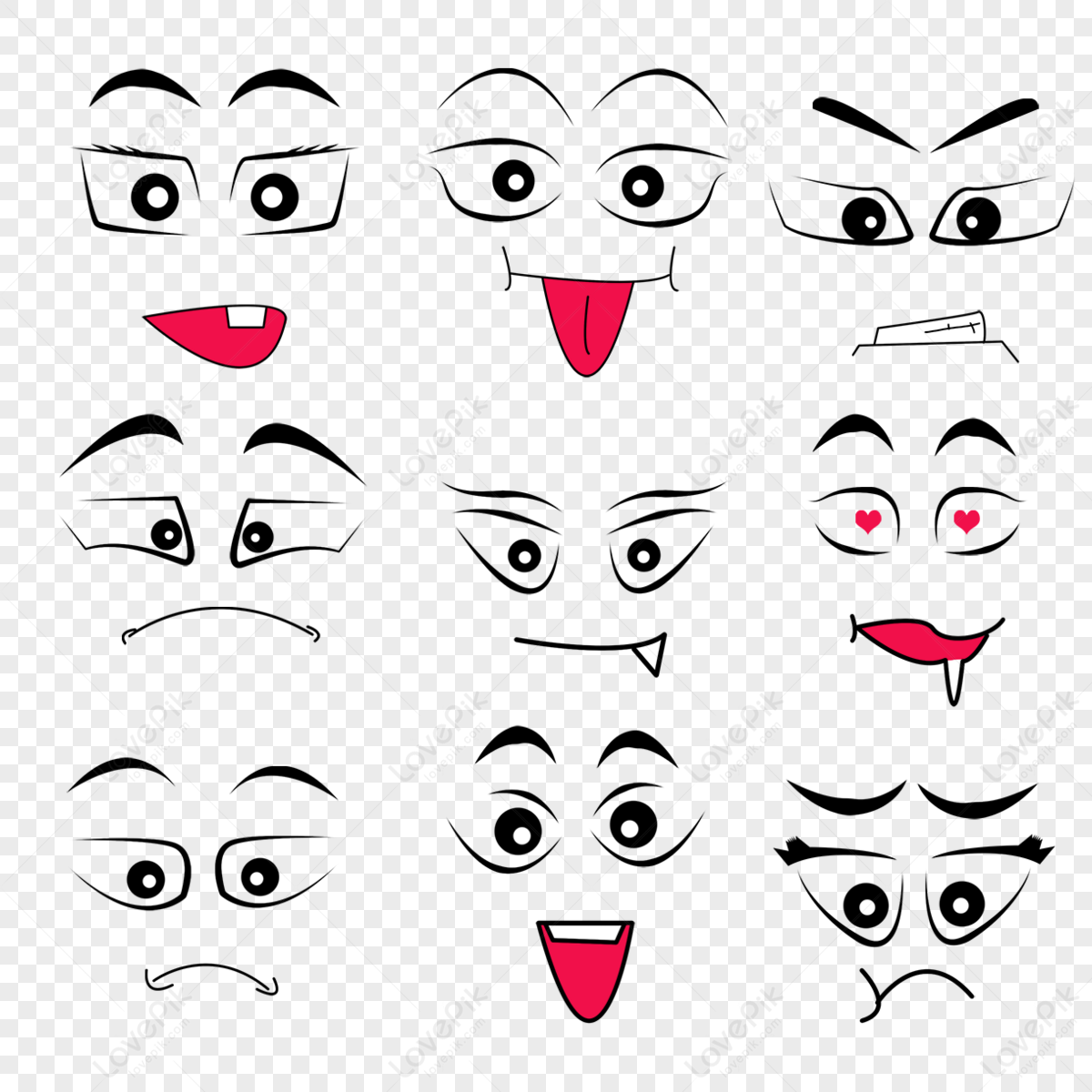 Big Eyes Emoji Cartoon Group Illustration Element,line,cartoon ...