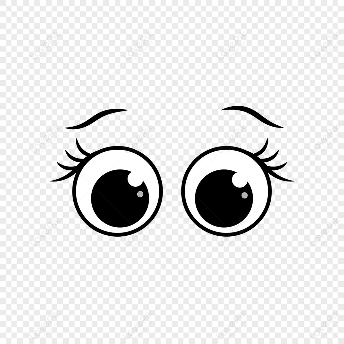 Cartoon anime cute round big eyes eyebrow material eyes clipart anime eyes png transparent image