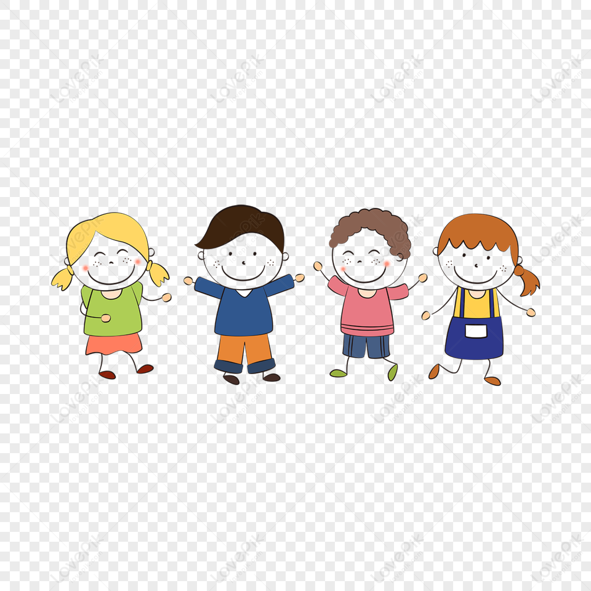 Cartoon Cute Children Stick Figure Material Clipart Children Clipart ...