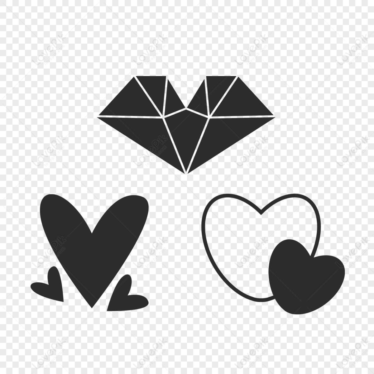 Cartoon Diamond Shape Love Heart,decoration,paint Hand,wings PNG Image ...