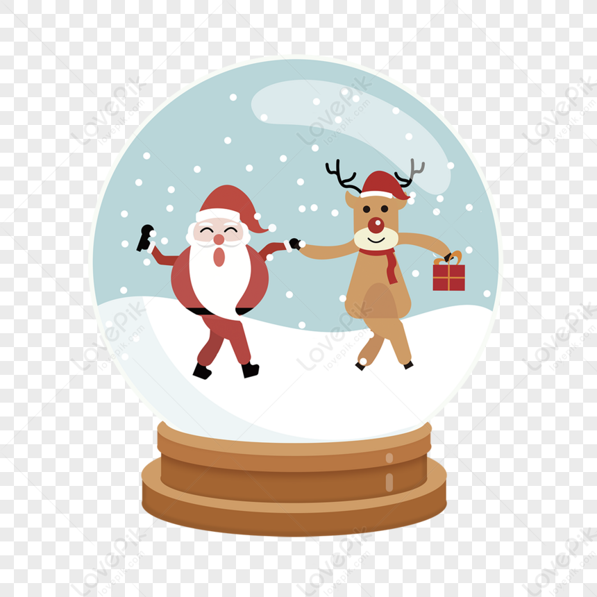 Cartoon Elk Santa Claus Crystal Ball Element,christmas,snow PNG ...