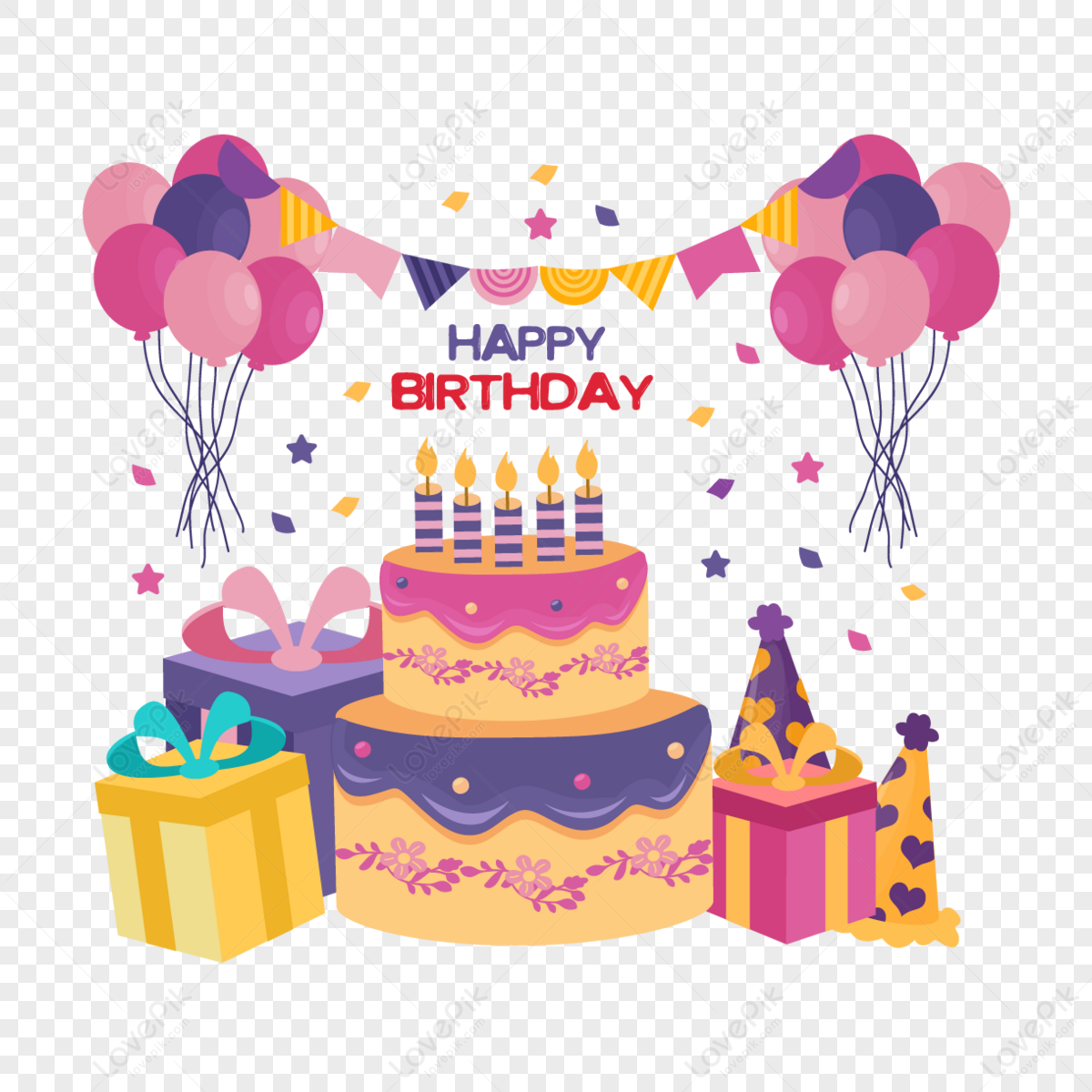Library Of Happy Birthday Cake Banner - Transparent Happy Birthday Clipart  Png,Birthday Cake Clipart Transparent Background - free transparent png  images - pngaaa.com