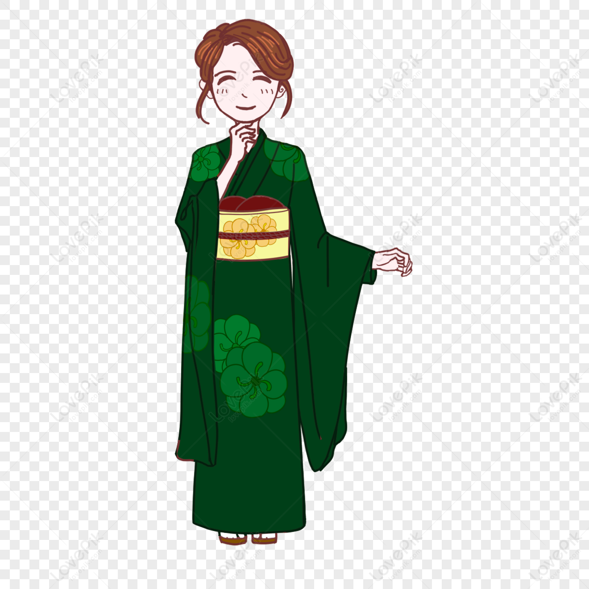 Cartoon Japanese Costume Character Picture Green,schoolgirl,traditional ...