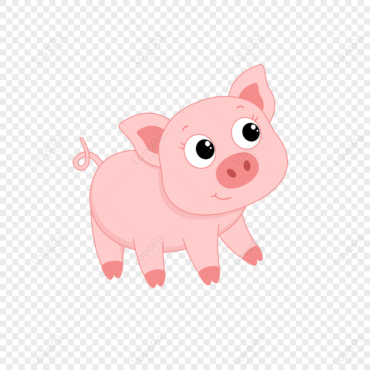 Cartoon material funny vector animal pink playing pig pig clipart,character,born baby png image free download
