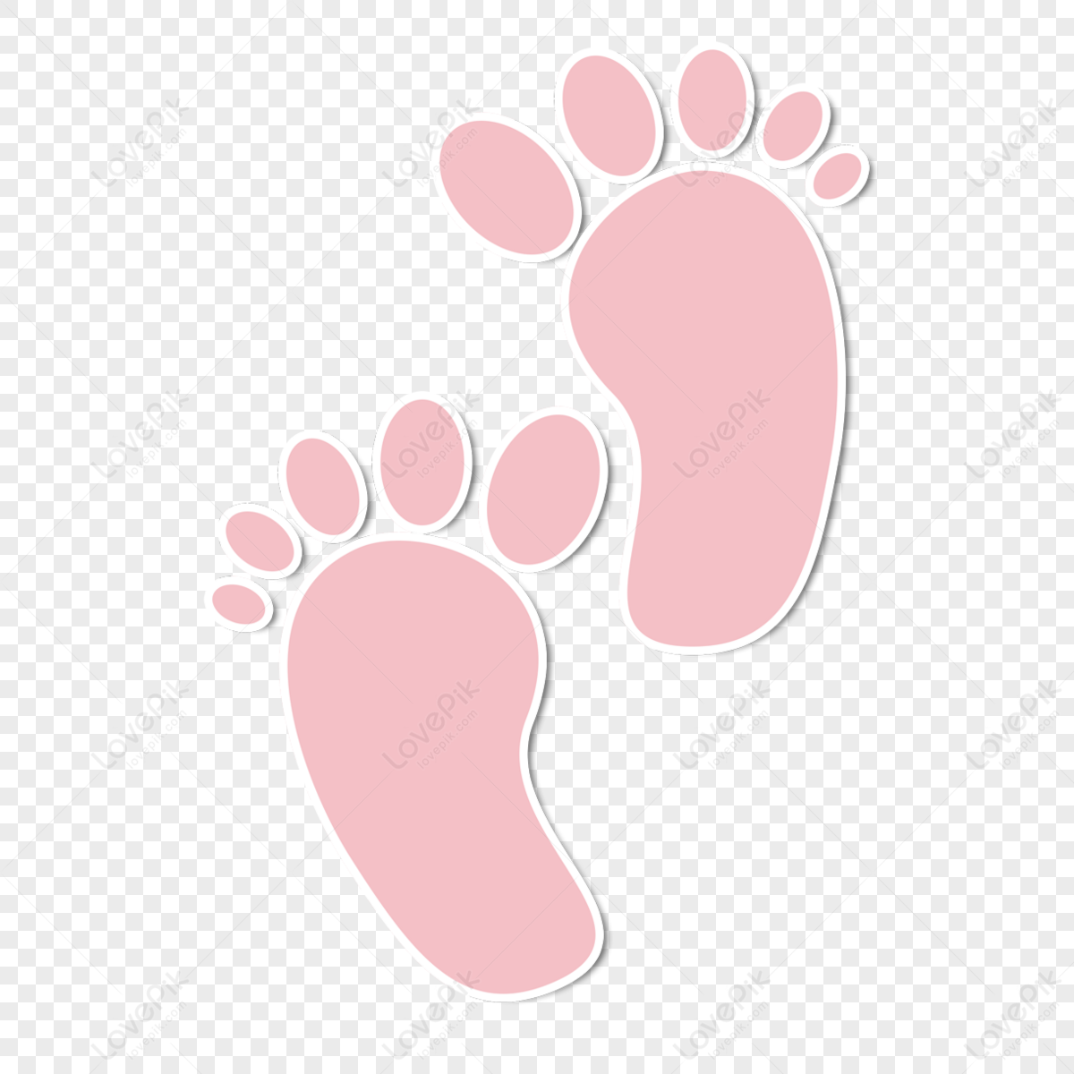 Cartoon Pink Footprints Of Two Children,decoration Free PNG And Clipart ...