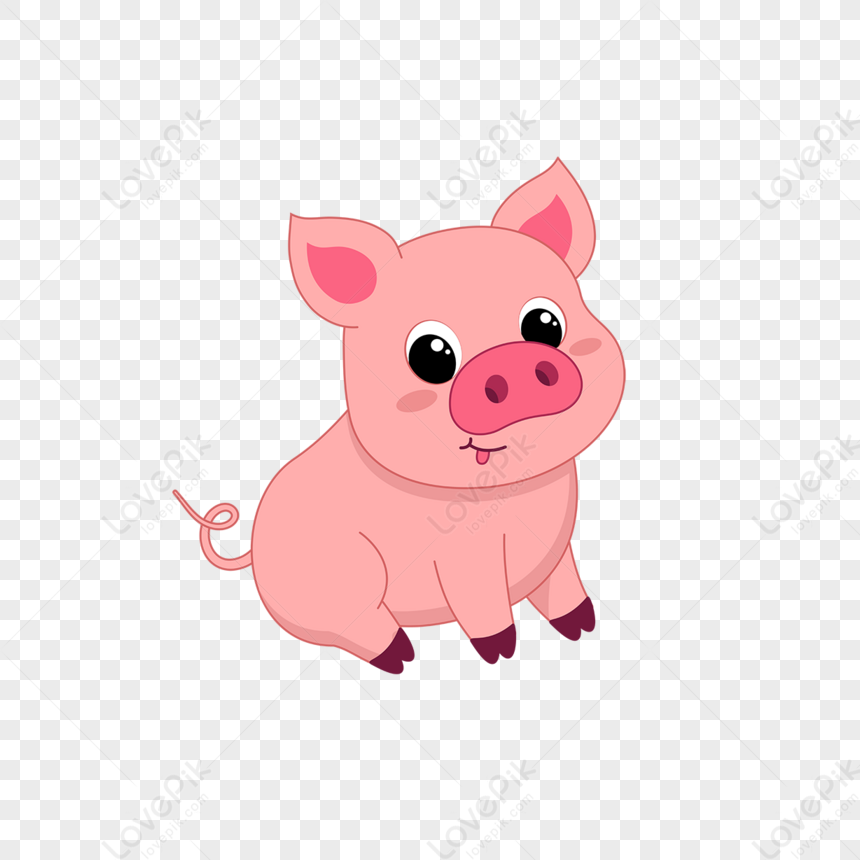 Cartoon Vector Clipart Fat Squatting Cute Pig Pig Clipart,line