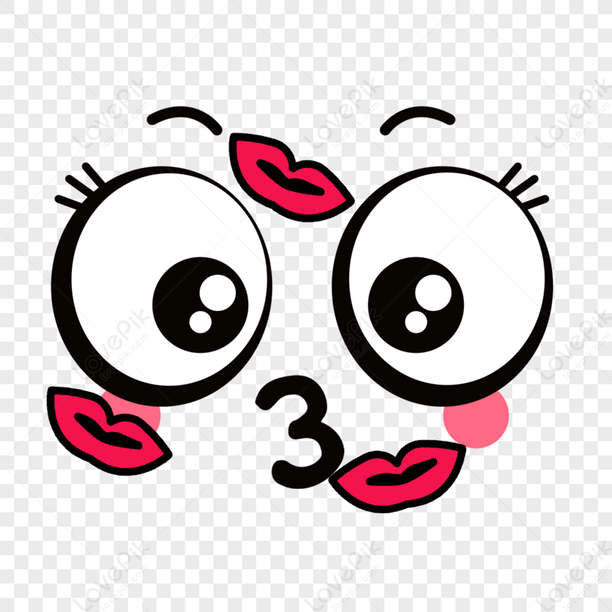 Creative Cute Cartoon Face Expression Pack Kiss,creativity,paint Hand ...