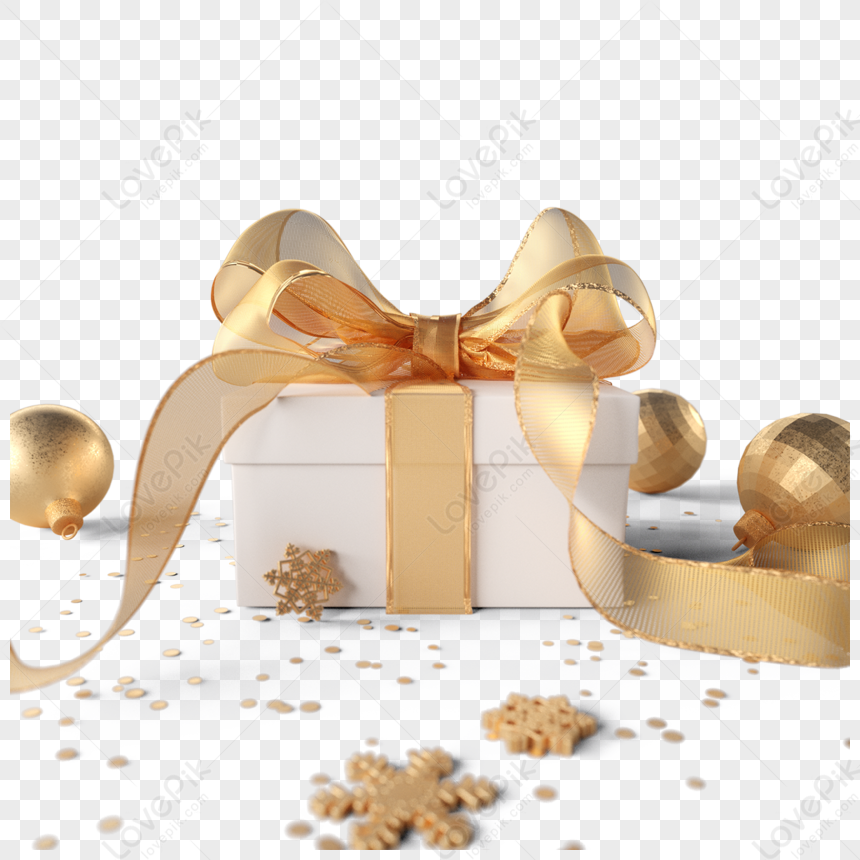 Télécharger Sapin de Noël doré festif avec des cadeaux PNG En