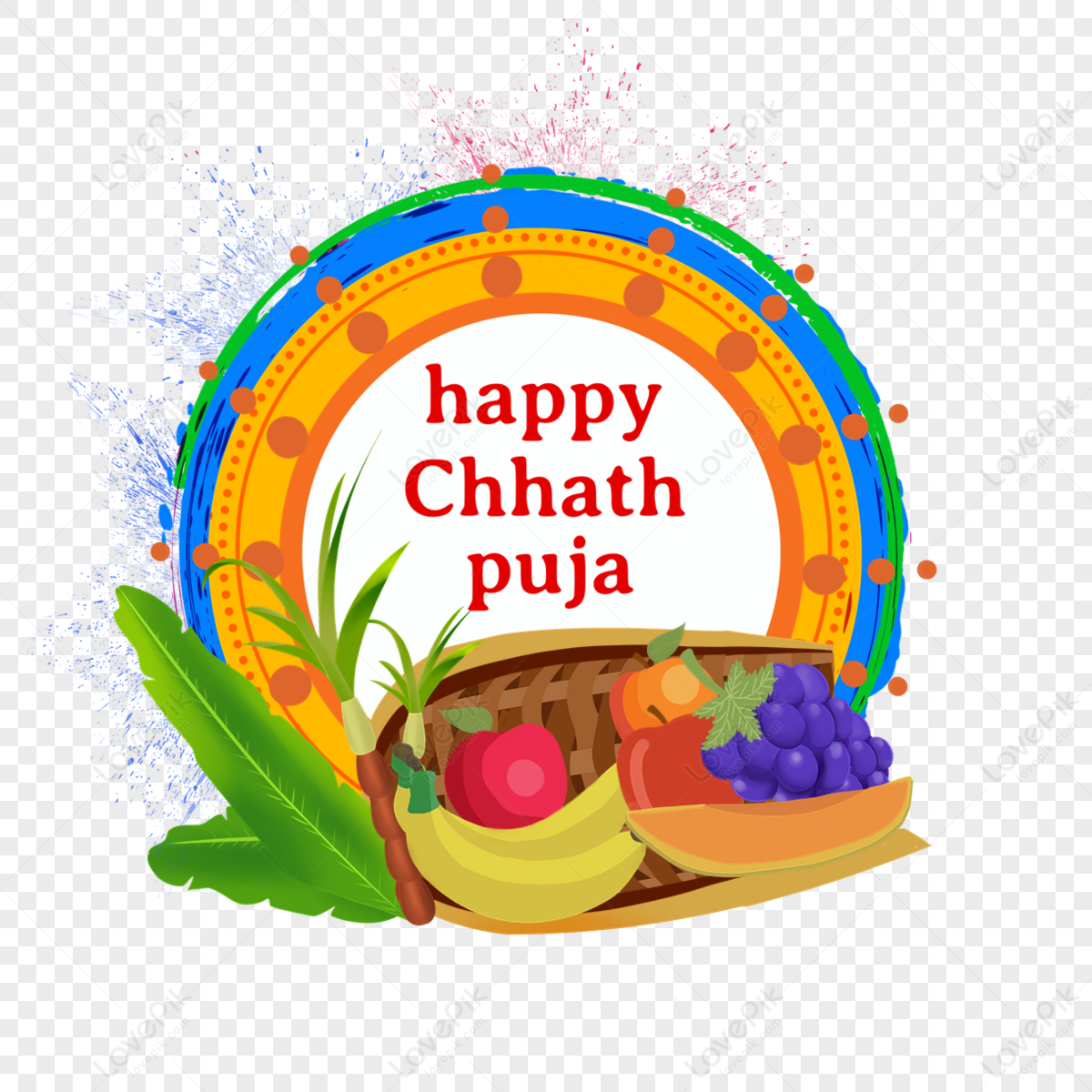 Gorgeous Happy Chhath Puja Vegetable And Fruit Illustration,text ...