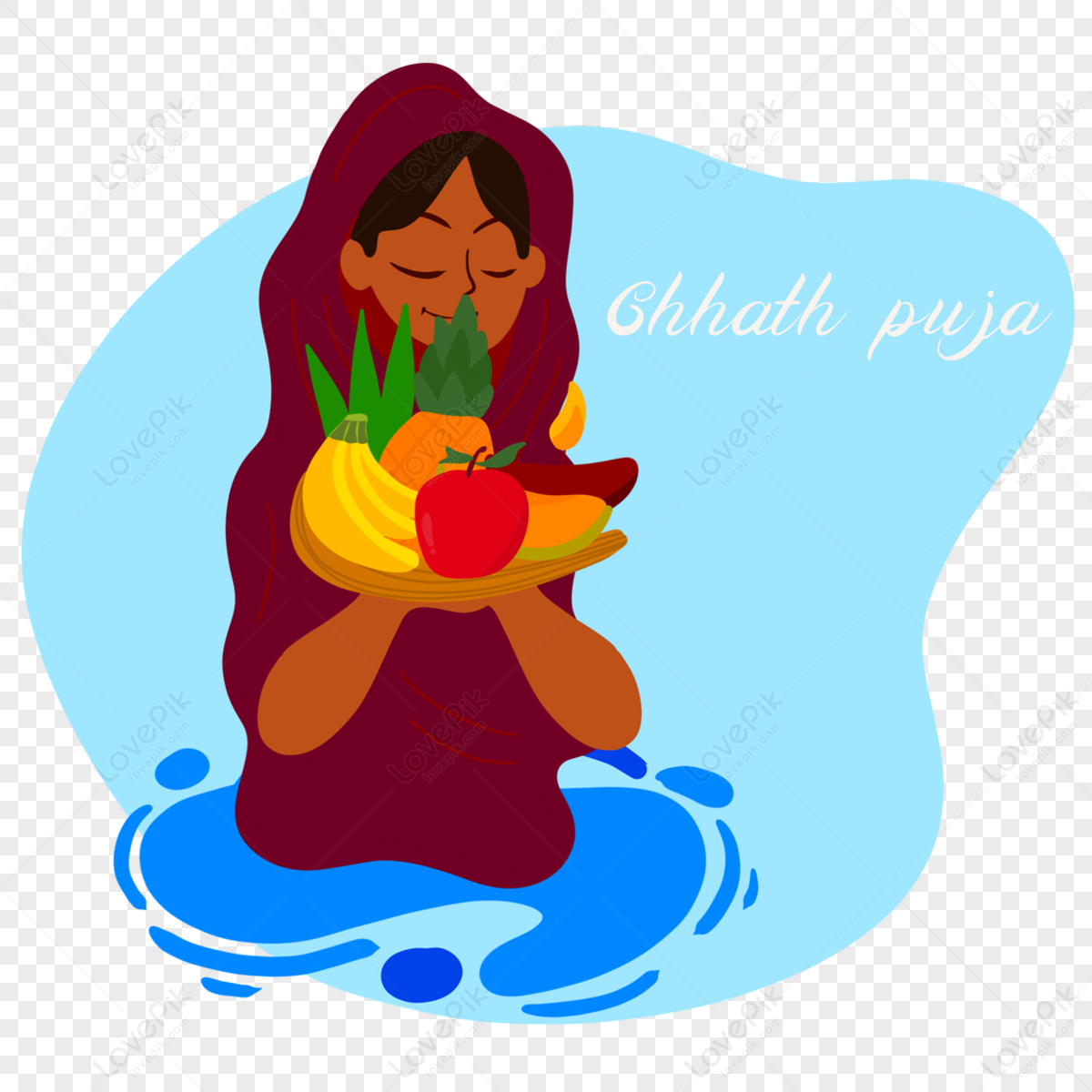 Hand Drawn Cartoon Indian Sun God Festival Chhath Puja Illustration ...