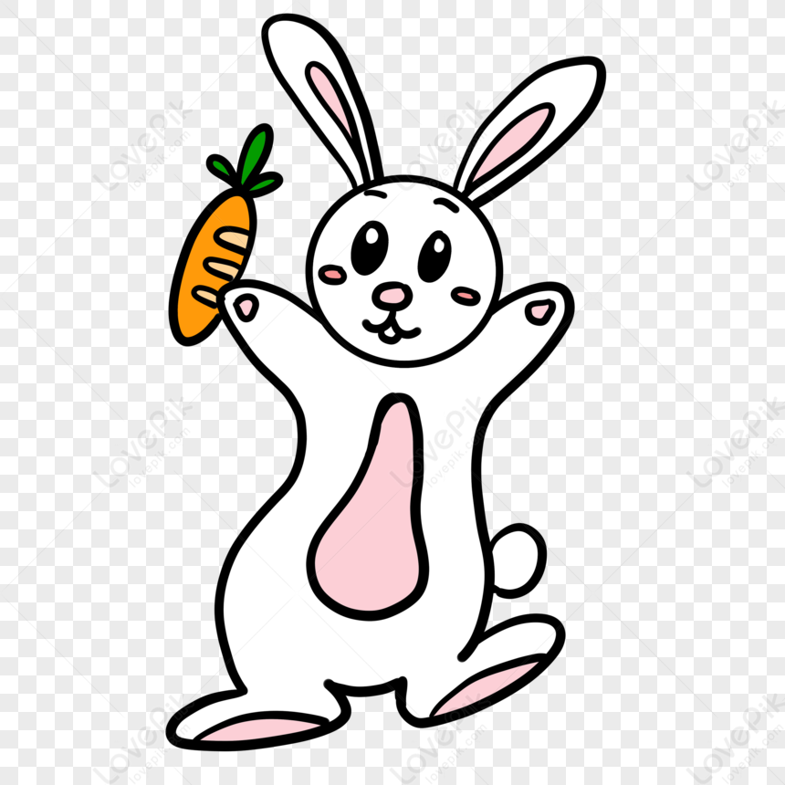 Hand Drawn Excited Bunny Clipart Elements,radish,excitement PNG ...