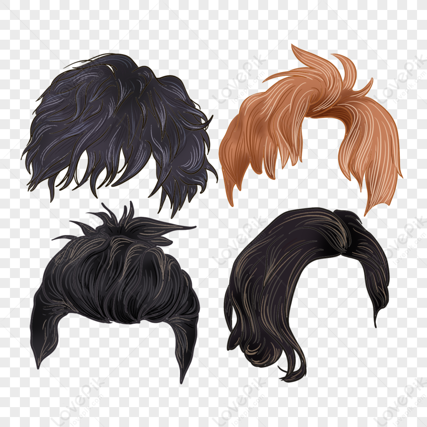 Hand Drawn Hairstyle Men,brown,curly Hair,paint Hand PNG Image And ...