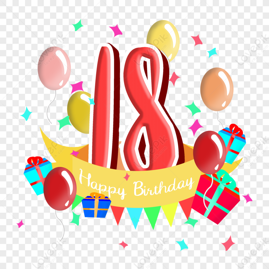 Happy 18th Birthday,eighteen Years Old,logotype,ad PNG White ...