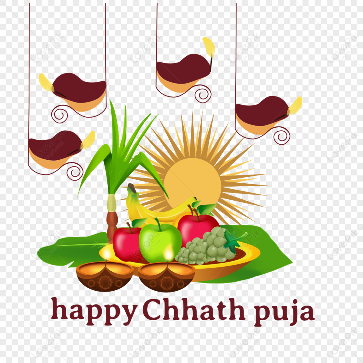 Happy Chhath Puja White Transparent, Gorgeous Happy Chhath Puja Vegetable  And Fruit Illustration, Gorgeous, Vegetables, Ketepuja Festival PNG Image  For Free Download