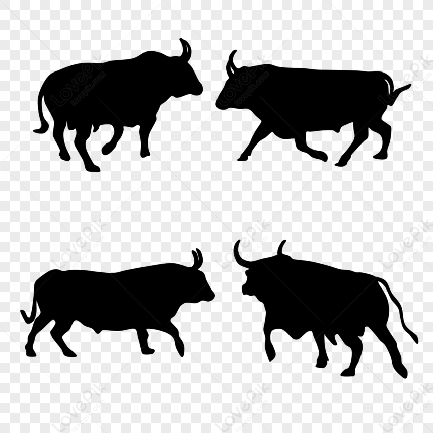 Ox Year Bull Hand Drawn Black Animal Silhouette,hand Animation,ox Bull ...